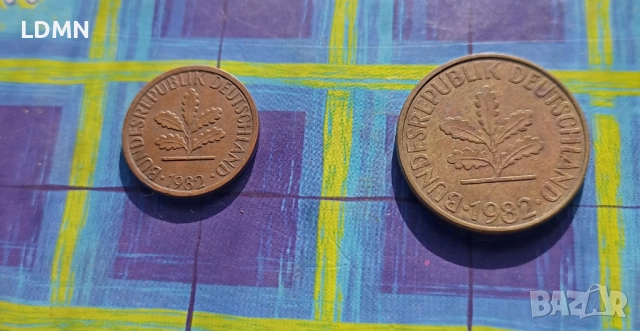 2 Монети от 1 и 10 Pfennig 1982 G, J Федерална Реублика Германия, снимка 2 - Нумизматика и бонистика - 52066073