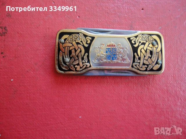 Уникален позлатен нож Eka Sweden с емайл, снимка 7 - Ножове - 51294894