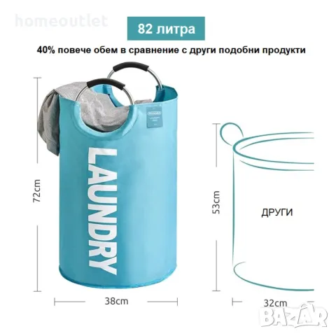 Текстилен кош за пране YDL07-BLU-DE, снимка 3 - Органайзери - 47619339