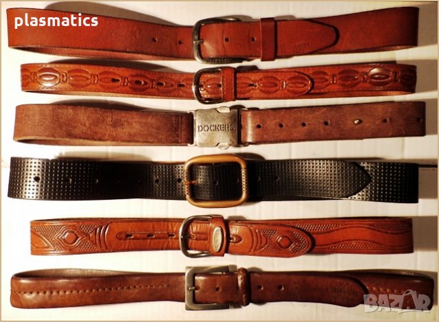 шест маркови кожени колана от естествена кожа
