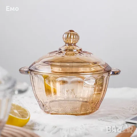 Изискана стъклена бонбониера практично и красиво съхранение - 1.5 литра , снимка 7 - Други - 48457264