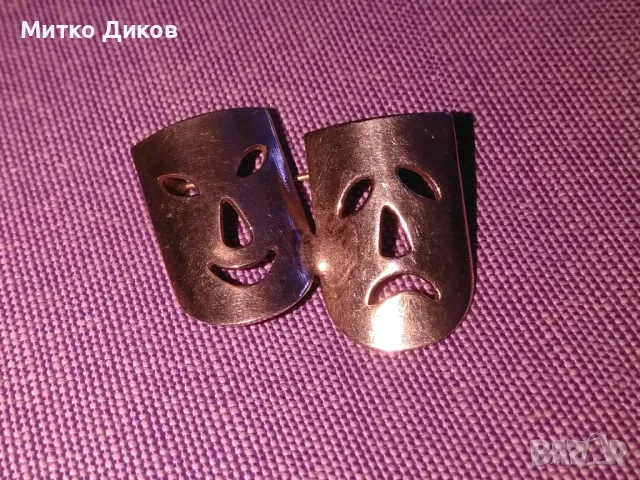 Брошка театрална маска Сатиричен театър или друго, снимка 2 - Колекции - 49680959