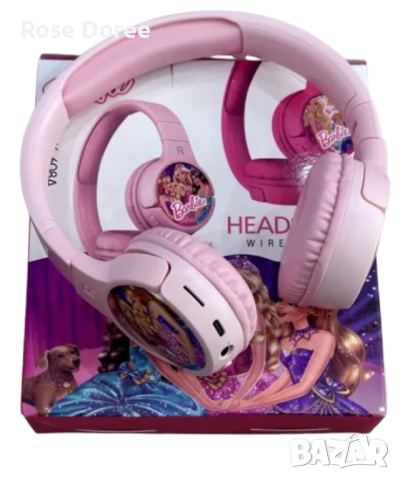Безжични слушалки с вграден микрофон Barbie, сгъваеми и регулируеми, снимка 4 - Bluetooth слушалки - 44803226