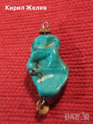 СТАРИНЕН ФИЛИГРАННО УКРАСЕН ПОСРЕБРЕН НАКИТ ВИСУЛКА с НАТУРАЛЕН ТЮРКОАЗ 20156, снимка 6 - Антикварни и старинни предмети - 35596739