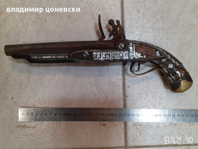 Красив автентичен кремъчен пистолет от 19 век,пищов,оръжие, снимка 4 - Колекции - 52016403