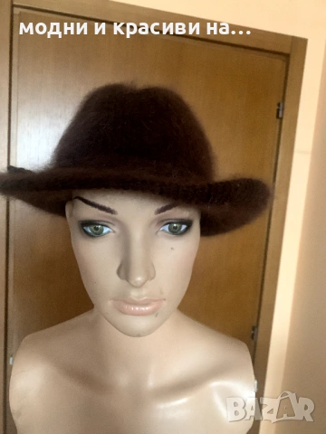 Дамски шапки федора- бордо и шоколадово кафяво, снимка 5 - Шапки - 53258018