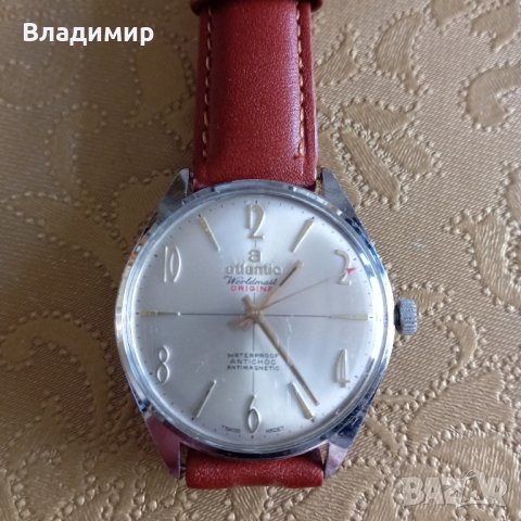 Часовник Атлантик златно покритие, снимка 4 - Антикварни и старинни предмети - 44178375