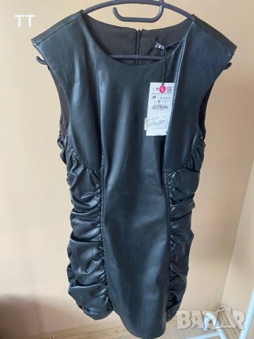 Нова дамска кожена рокля Зара с етикет М размер, снимка 1