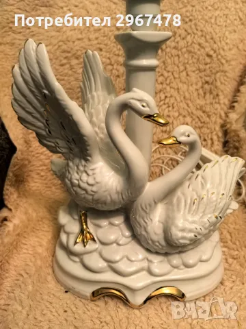 Старинна нощна лампа "Любовта на лебедите" , снимка 5 - Други - 48795431
