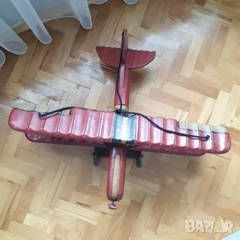 СТАР ГОЛЯМ РЪЧНО ИЗРАБОТЕН ДЪРВЕН САМОЛЕТ БИПЛАН, снимка 10 - Колекции - 50169963