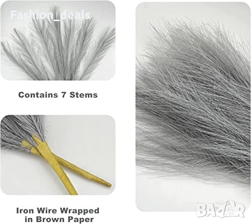 Нов пухкав декор изкуствена трева от пампас Фалшиви цветя за ваза стая, снимка 3 - Декорация за дома - 40764650