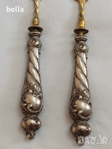 Комплект стари антикварни сребърни прибора за масло и др, снимка 5 - Антикварни и старинни предмети - 50840721