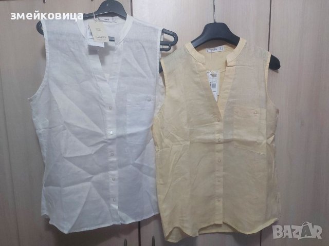 Нови ленени ризи без ръкав Манго М и Л, снимка 6 - Ризи - 41018385