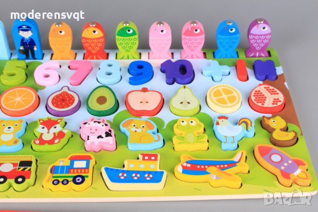 Дървена дъска сортер за учене, смятане, форми 7в1, снимка 5 - Образователни игри - 41878560