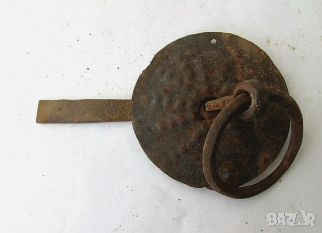 Антична кована желязна дръжка за врата от 19-ти век – рядка, снимка 6 - Антикварни и старинни предмети - 51456480