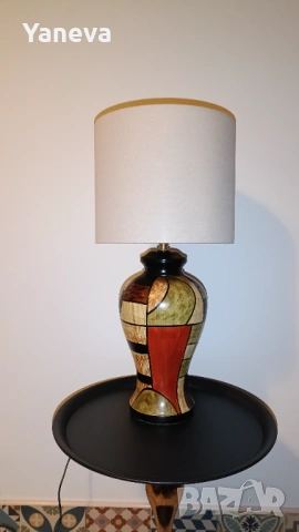 Vintage, немска, настолна лампа, ръчно изработени и оцветена. , снимка 4 - Настолни лампи - 53224515