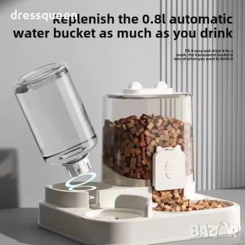 4601 „Двоен автоматичен диспенсър за храна и вода – подходящ за котки и малки кучета“, снимка 4 - За кучета - 53638446