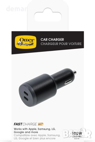 OtterBox Зарядно за кола с два USB-C порта 100W, черно, снимка 4 - Друга електроника - 51454421