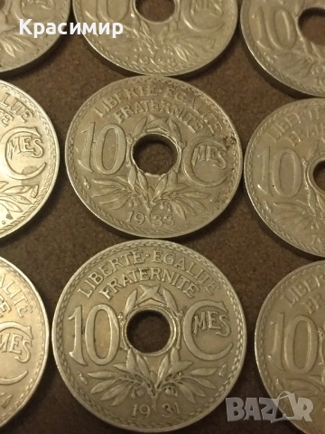 5-10 Сантима Франция 1921 г., снимка 13 - Нумизматика и бонистика - 51883153