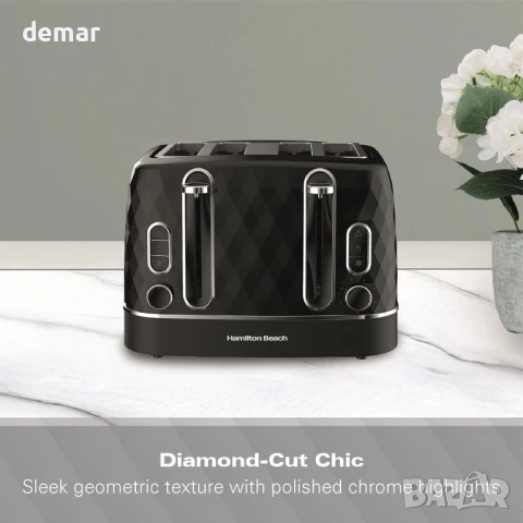 Тостер Hamilton Beach 4 филии, 2300 W, 6 контрола за изпичане,HBT3221B, снимка 6 - Тостери - 50572058