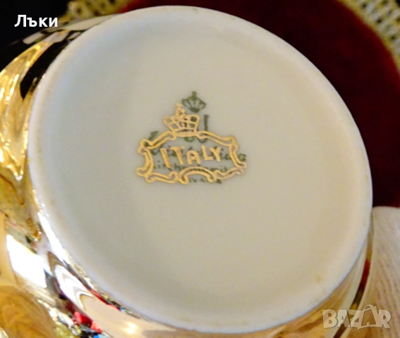 Захарница баварски порцелан,злато,картина,200 мл. , снимка 6 - Антикварни и старинни предмети - 52268037