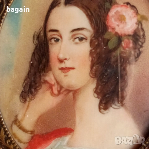 Дамски портрет- върху слонова кост., снимка 4 - Антикварни и старинни предмети - 52621907