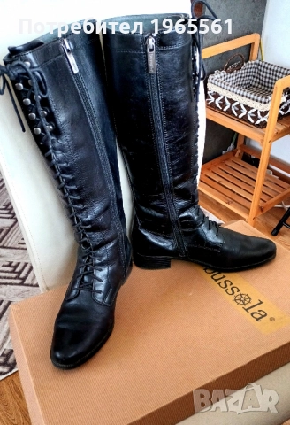 Продавам два чифта ботуши от естествена кожа , снимка 3 - Дамски ботуши - 52536075