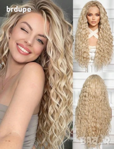 Дълга къдрава, омбре перука 81 см, снимка 3 - Аксесоари за коса - 50589057
