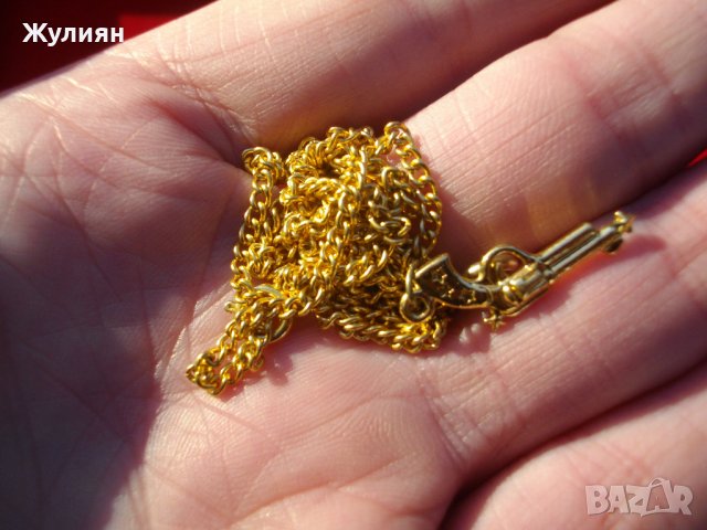  СТАР ПОЗЛАТЕН КЮСТЕК ЗА ДЖОБЕН ЧАСОВНИК , снимка 6 - Антикварни и старинни предмети - 39119393