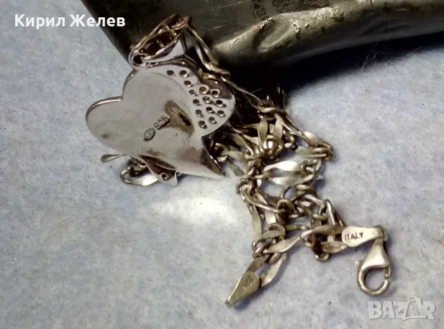 СРЕБЪРНО КОЛИЕ със СЪРЦЕВИДЕН МЕДАЛЬОН СРЕБРО 925 CSF с БЯЛА ПОЗЛАТА ЦИРКОНЧЕТА и ЕМАЙЛ 44392, снимка 8 - Колиета, медальони, синджири - 49916285