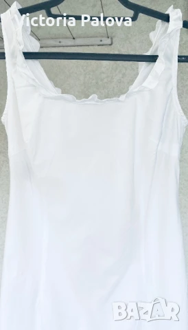 Бяла рокля BENETTON, памук, снимка 12 - Рокли - 41616341