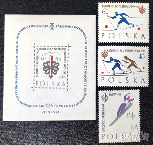 Полша, 1962 г., лот I - теми спорт, история, личности, архитектура, медицина, космос, изкуство и др., снимка 3 - Филателия - 53277480