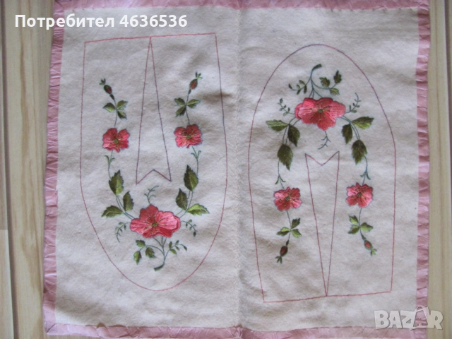 19в. Ръчна бродерия върху вълнен плат 50х43см., снимка 6 - Антикварни и старинни предмети - 52440198