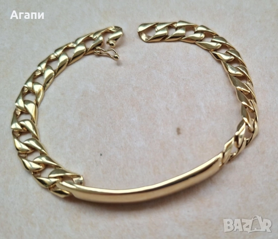 Златна гривна с плочка проба 585 или 14 карата чисто нова , снимка 4 - Гривни - 51845995