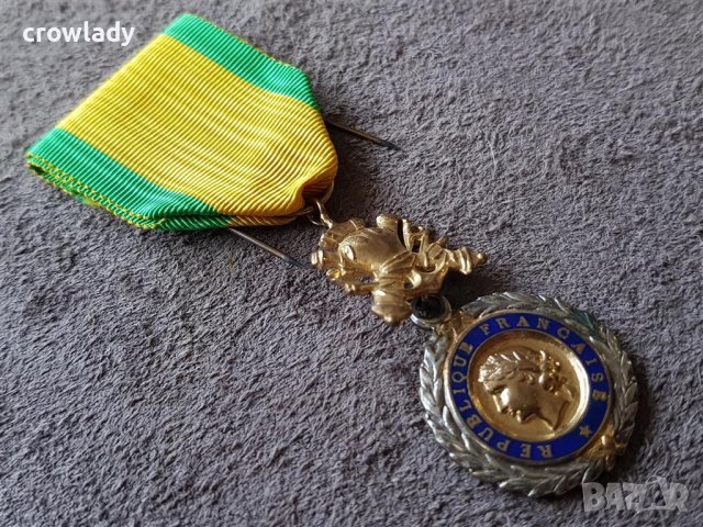 Френски сребърен с позлата военен орден медал 1870 , снимка 1