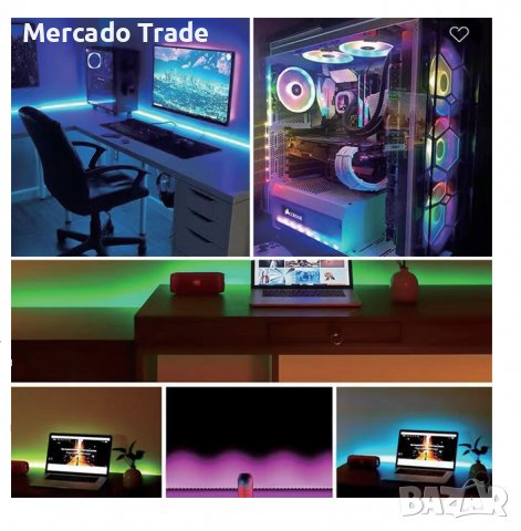 LED ленти Mercado Trade, RGB, С USB, Контролер, 4 бр., снимка 4 - Лед осветление - 39359393