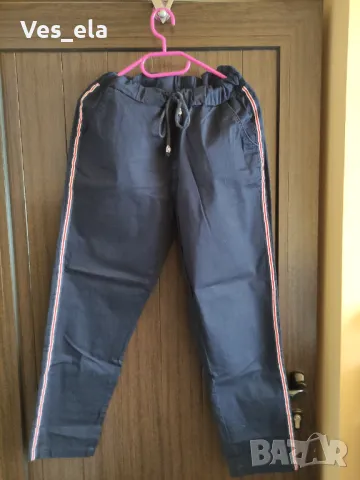 Тъмно син панталон FLORA с лека еластичност, снимка 1