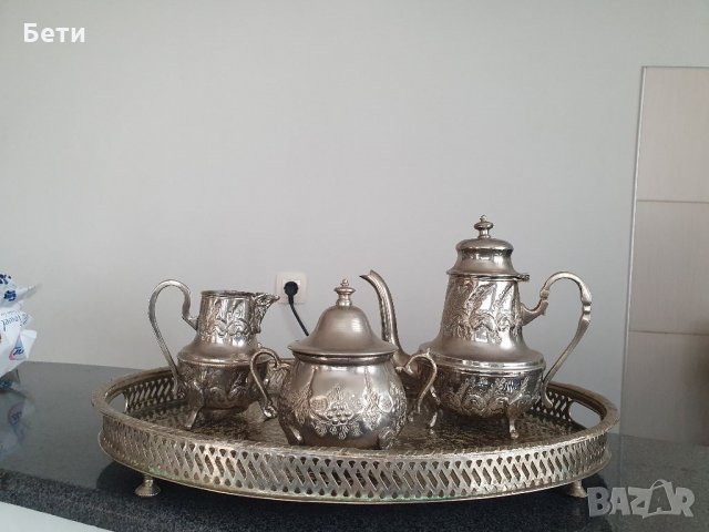 Старинен арабски посребрен сервиз , снимка 3 - Антикварни и старинни предмети - 35828765