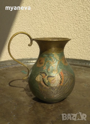 Бронзови съдове с емайл и орнаменти с птици и цветя . , снимка 4 - Антикварни и старинни предмети - 50918260