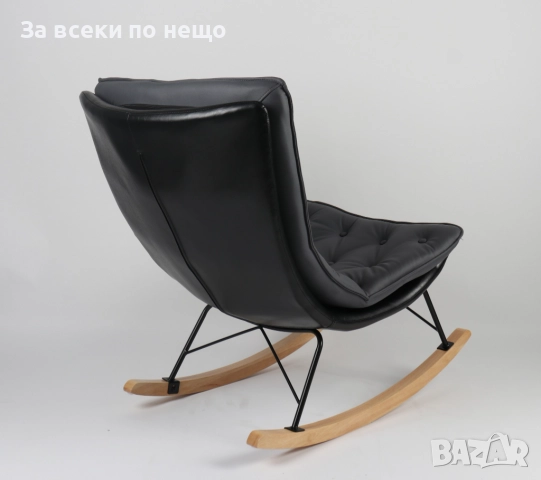 Люлеещ фотьойл ATLAS сиво/черно/натурално Код P1517, снимка 3 - Дивани и мека мебел - 52339111