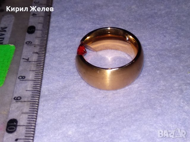 ВЕЛИКОЛЕПЕН с ДЕБЕЛА ПОЗЛАТА и ФАСЕТИРАН ГРАНАТ АРТ ПРЪСТЕН от БЛАГОРОДНА НЕРЪЖДАЕМА СТОМАНА 38670, снимка 15 - Пръстени - 41622884