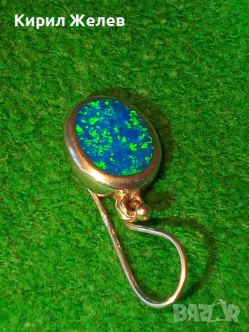 СКЪПОЦЕННА СРЕБЪРНА АРТ НУВО СТИЛ АНГЛИЙСКА ОБЕЦА СРЕБРО 925 с ПРЕКРАСЕН ШЛИФОВАН ОПАЛ 38691, снимка 2 - Обеци - 41730336