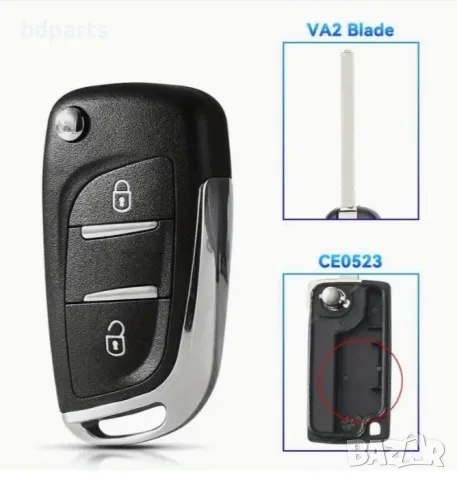 Кутийка за ключ с 2 бутона CITROEN PEUGEOT, снимка 3 - Части - 56140947