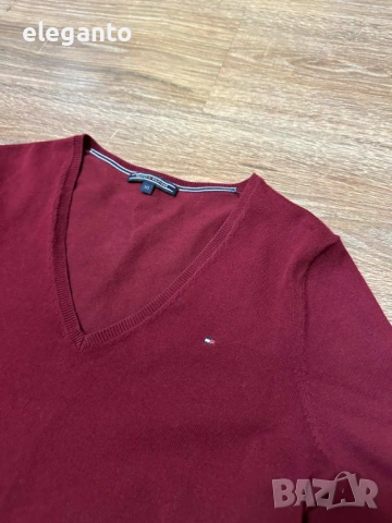 Дамски Вълнен пуловер Tommy Hilfiger дамски в бордо от лека материя , XS размер, снимка 5 - Блузи с дълъг ръкав и пуловери - 53801855