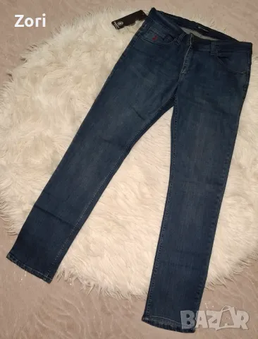 УНИКАЛНИ дънки тип цигара с червена бродерия, снимка 1