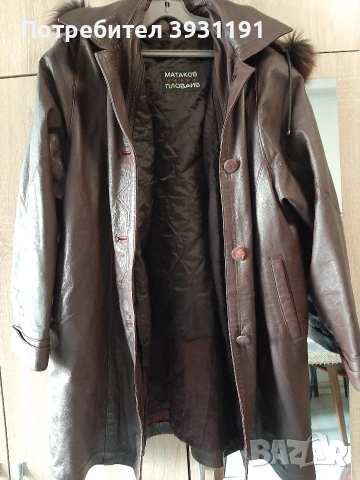 Дамско кожено яке от естествена кожа – XXL, с подплата и качулка, снимка 3 - Якета - 53148620