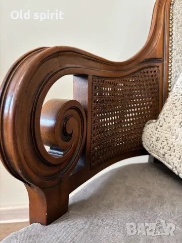 Антикварно кресло с ратан и извити подлакътници, снимка 11 - Антикварни и старинни предмети - 49784474