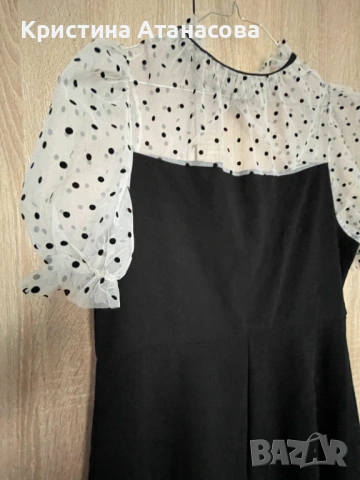 УНИКАЛНА КРАСОТА – Елегантна рокля с тюл на точки, снимка 7 - Рокли - 53728358