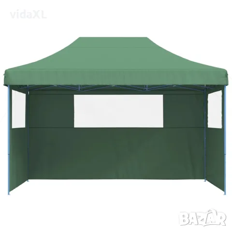 vidaXL Сгъваема парти шатра pop-up с 3 странични стени зелена, снимка 3 - Къмпинг мебели - 56147412