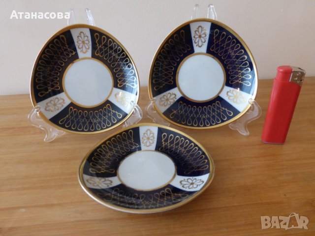 Немски порцеланови чинийки за масло кобалт 3 бр 1960 г чинии чиния, снимка 10 - Чинии - 44462605